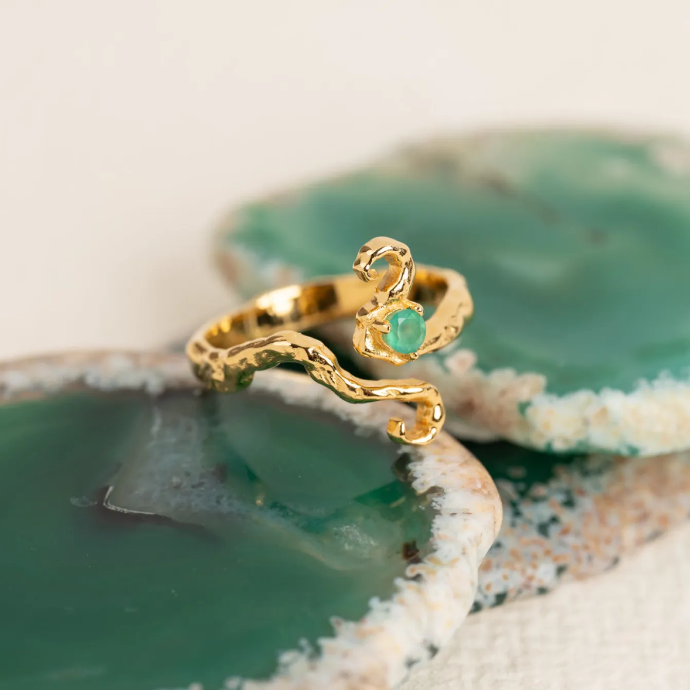 AURELIA GREEN AGATE GOLDEN RING