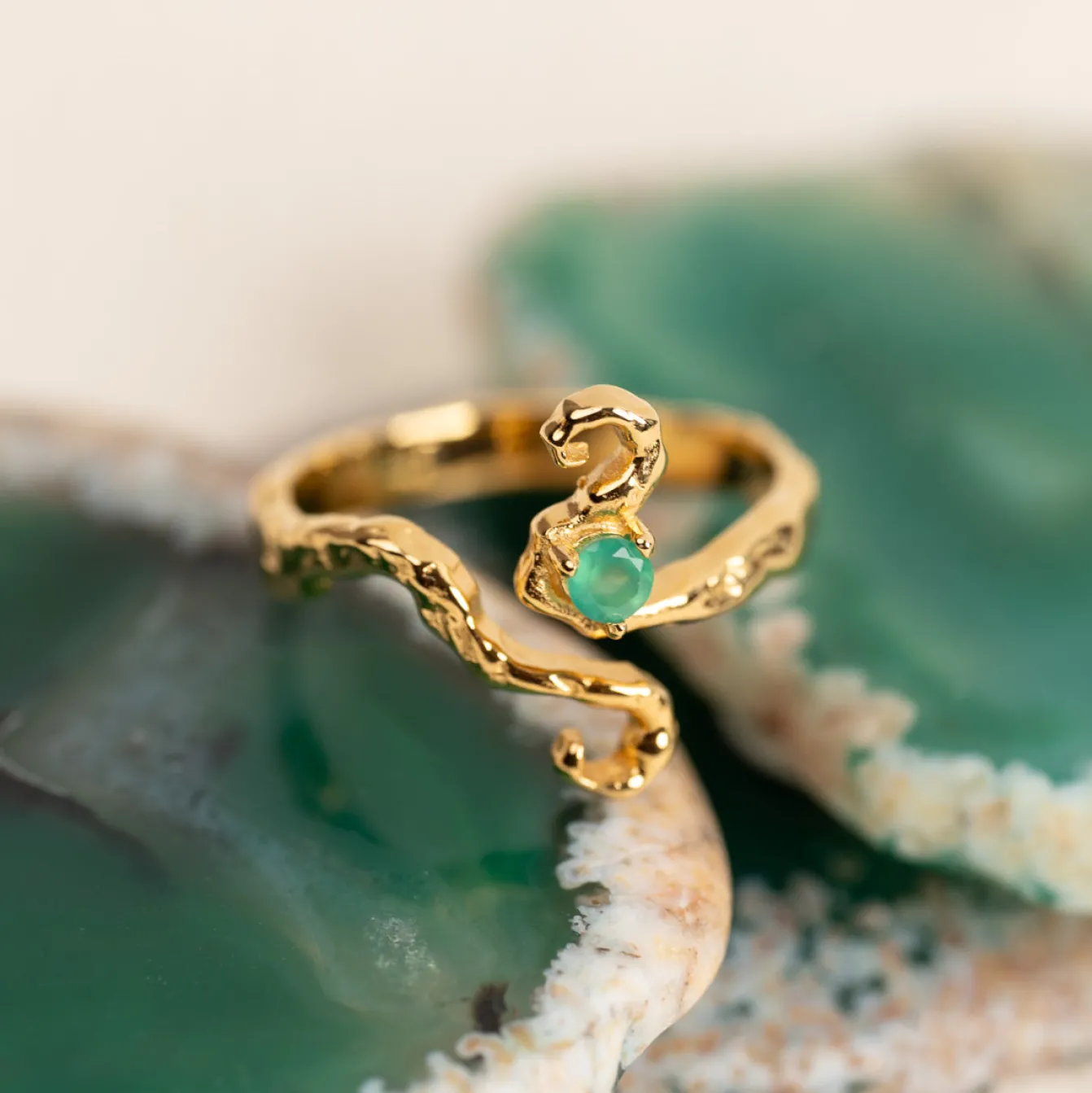 AURELIA GREEN AGATE GOLDEN RING
