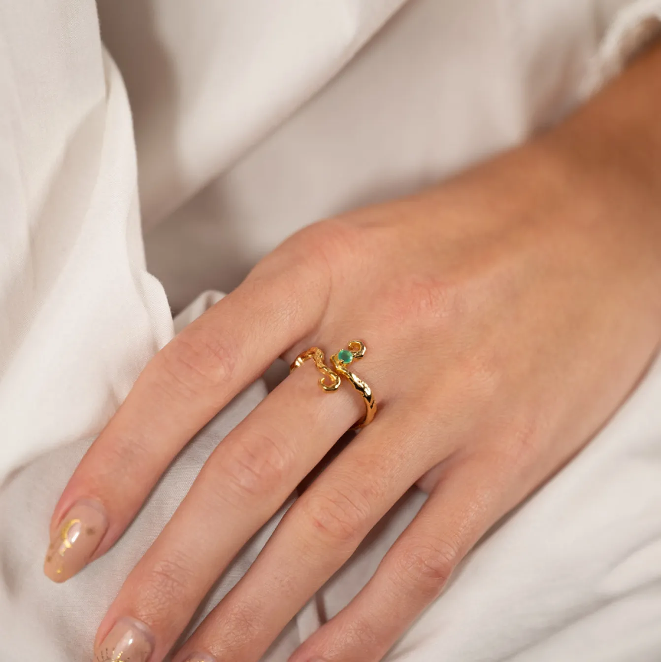 AURELIA GREEN AGATE GOLDEN RING