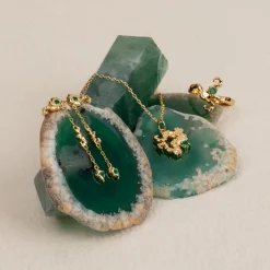AURELIA GREEN AGATE GOLDEN EARRING