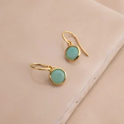 AVA AMAZONITE GOLDEN HOOK EARRING - Sisi Copenhagen