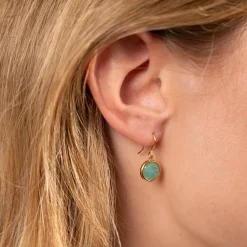 AVA AMAZONITE GOLDEN HOOK EARRING - Sisi Copenhagen