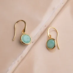 AVA AMAZONITE GOLDEN HOOK EARRING - Sisi Copenhagen
