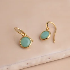 AVA AMAZONITE GOLDEN HOOK EARRING - Sisi Copenhagen