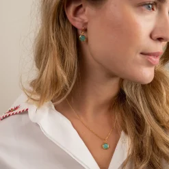 AVA AMAZONITE GOLDEN HOOK EARRING - Sisi Copenhagen