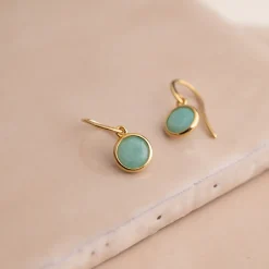 AVA AMAZONITE GOLDEN HOOK EARRING - Sisi Copenhagen