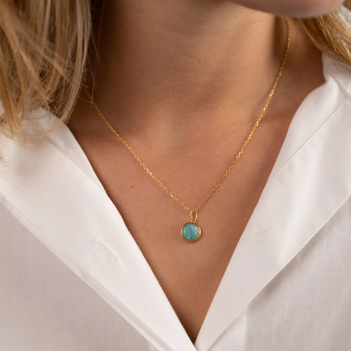 AVA AMAZONITE GOLDEN PENDANT - Sisi Copenhagen