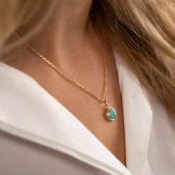 AVA AMAZONITE GOLDEN PENDANT - Sisi Copenhagen