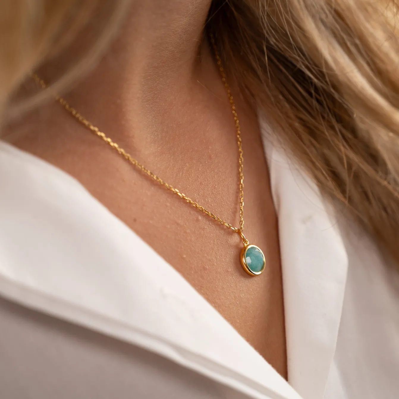 AVA AMAZONITE GOLDEN PENDANT - Sisi Copenhagen