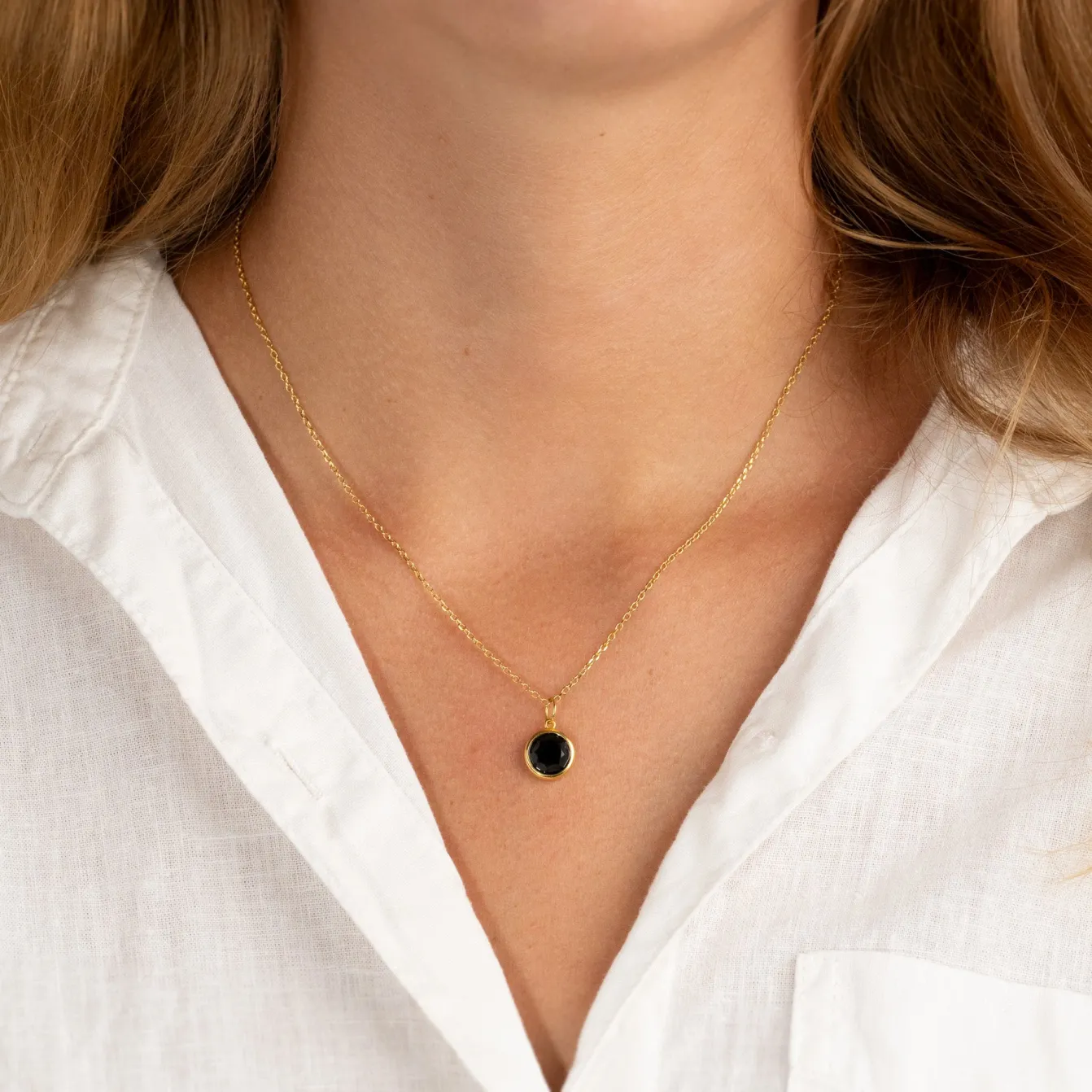 AVA BLACK ONYX GOLDEN PENDANT - Sisi Copenhagen