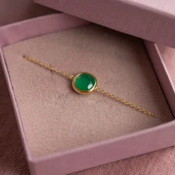 AVA GREEN AGATE GOLDEN BRACELET - Sisi Copenhagen