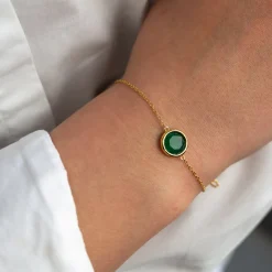 AVA GREEN AGATE GOLDEN BRACELET - Sisi Copenhagen