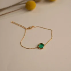 AVA GREEN AGATE GOLDEN BRACELET - Sisi Copenhagen