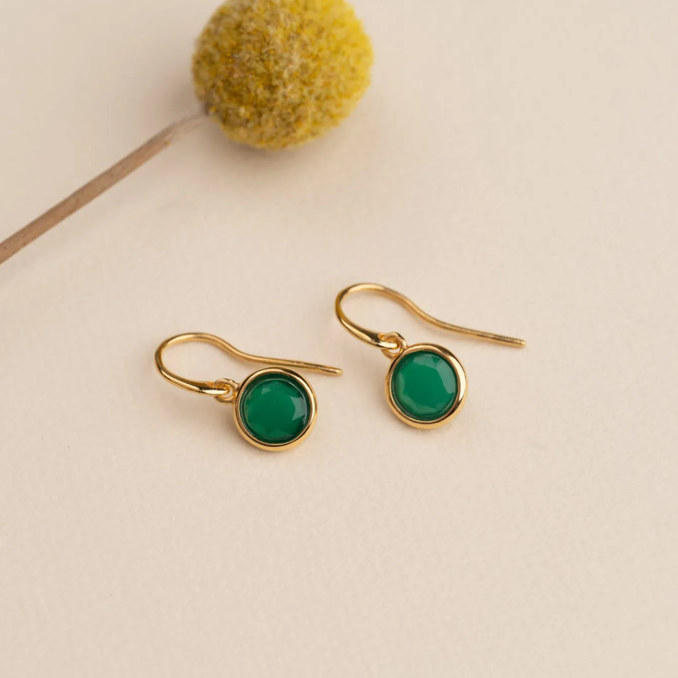 AVA GREEN AGATE GOLDEN EARRING - Sisi Copenhagen