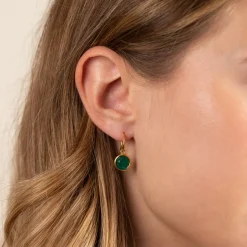 AVA GREEN AGATE GOLDEN EARRING - Sisi Copenhagen