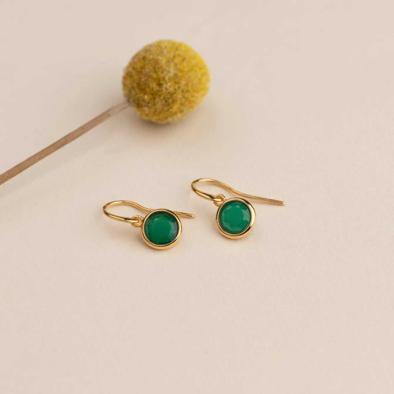 AVA GREEN AGATE GOLDEN EARRING - Sisi Copenhagen