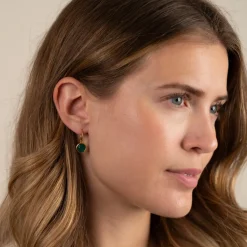 AVA GREEN AGATE GOLDEN EARRING - Sisi Copenhagen