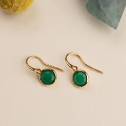 AVA GREEN AGATE GOLDEN EARRING - Sisi Copenhagen