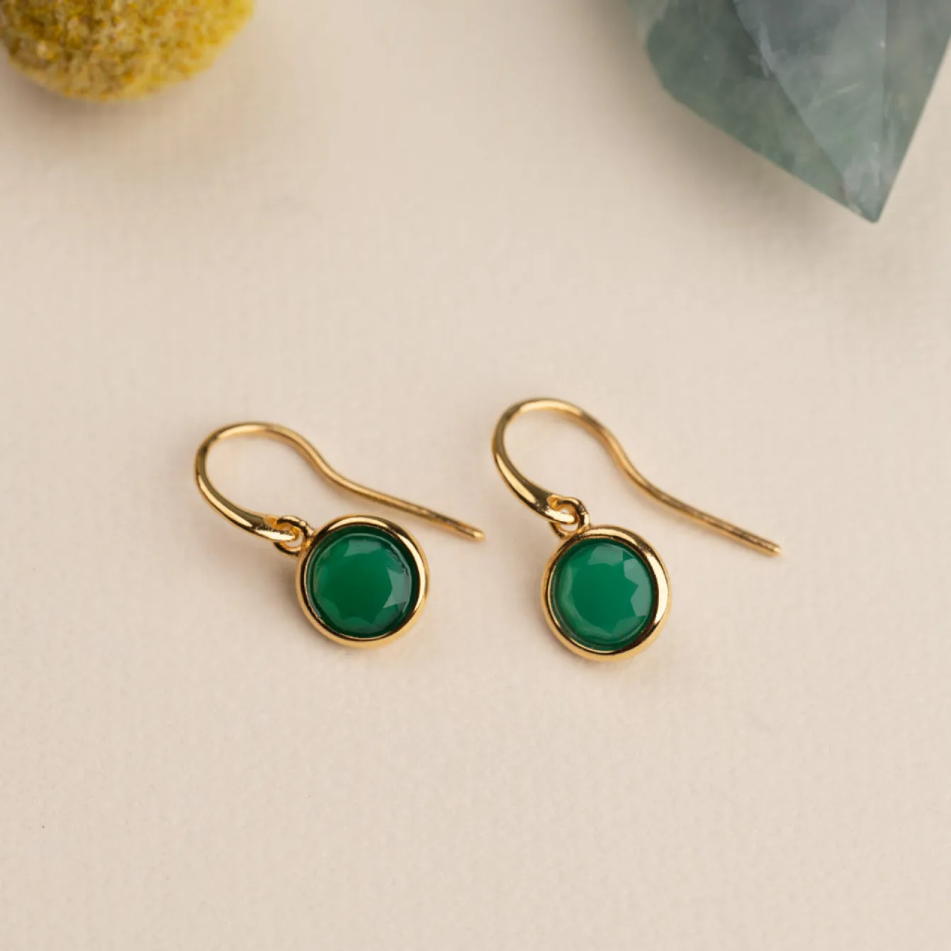 AVA GREEN AGATE GOLDEN EARRING - Sisi Copenhagen