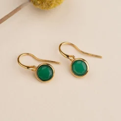 AVA GREEN AGATE GOLDEN EARRING - Sisi Copenhagen