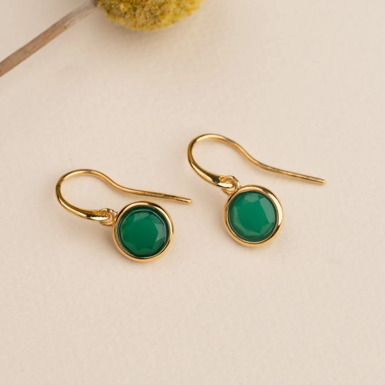 AVA GREEN AGATE GOLDEN EARRING - Sisi Copenhagen
