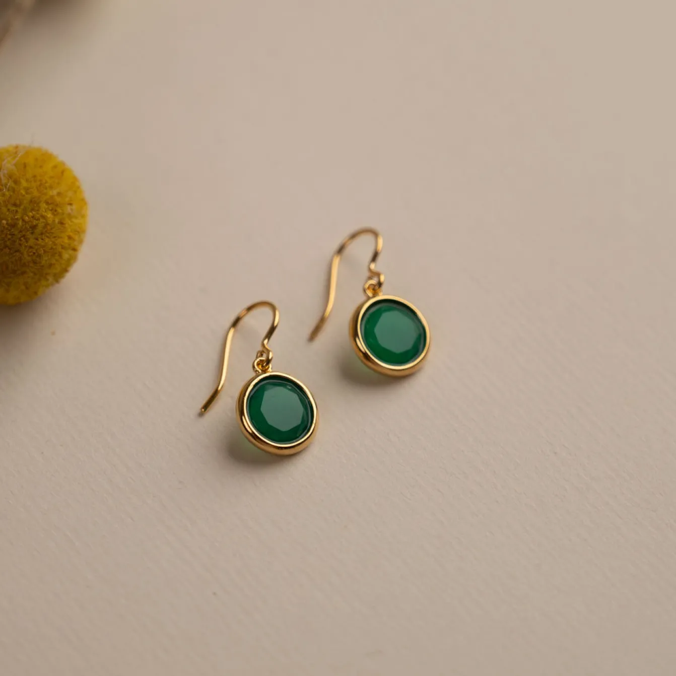 AVA GREEN AGATE GOLDEN 2P SET