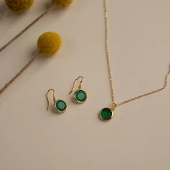 AVA GREEN AGATE GOLDEN 2P SET