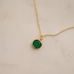 AVA GREEN AGATE GOLDEN PENDANT
