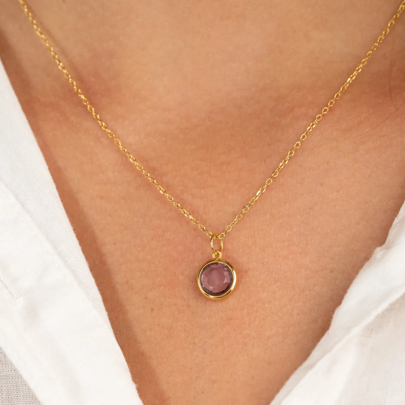 AVA PURPLE AMETHYST GOLDEN PENDANT - Sisi Copenhagen