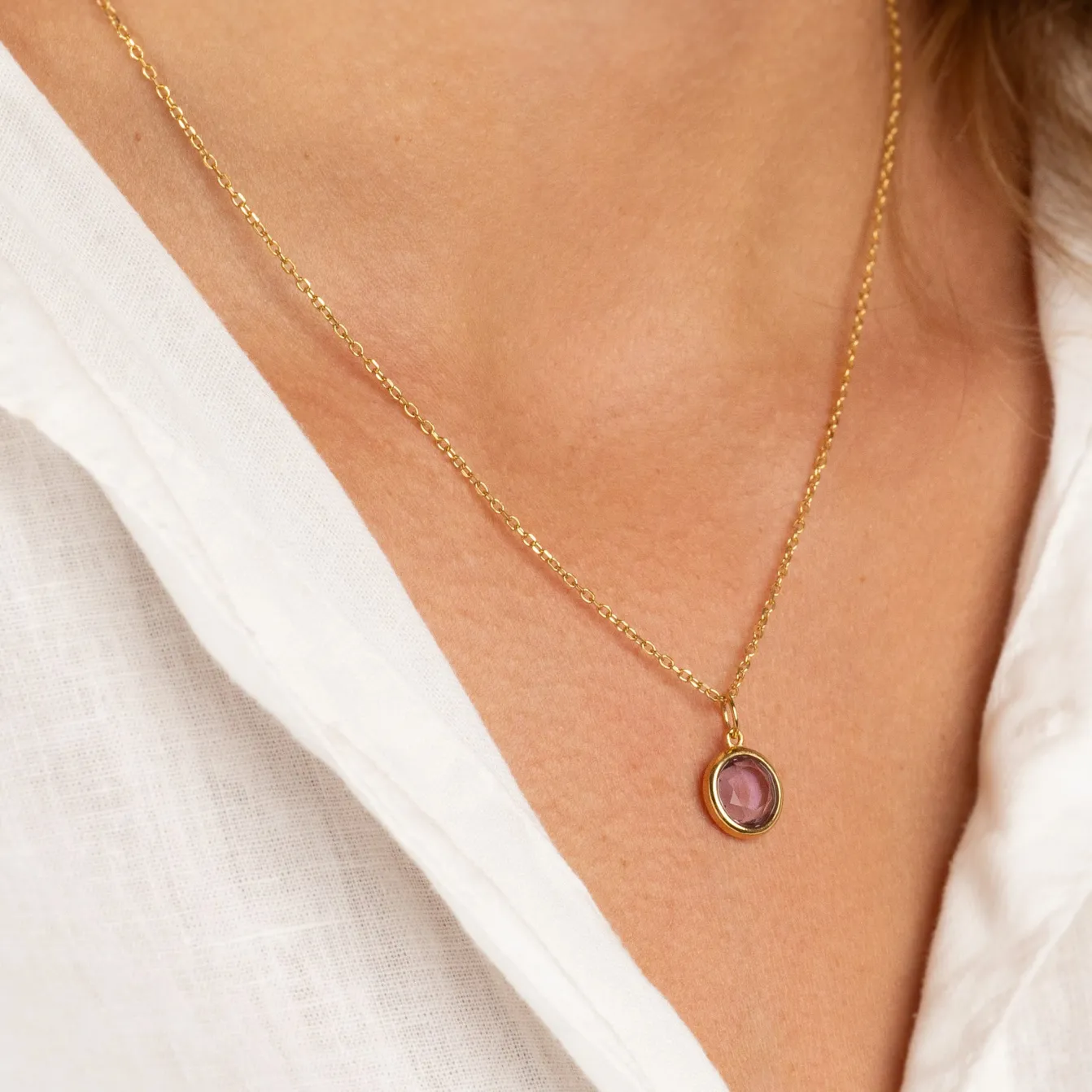 AVA PURPLE AMETHYST GOLDEN PENDANT - Sisi Copenhagen