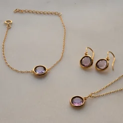 AVA PURPLE AMETHYST GOLDEN PENDANT - Sisi Copenhagen