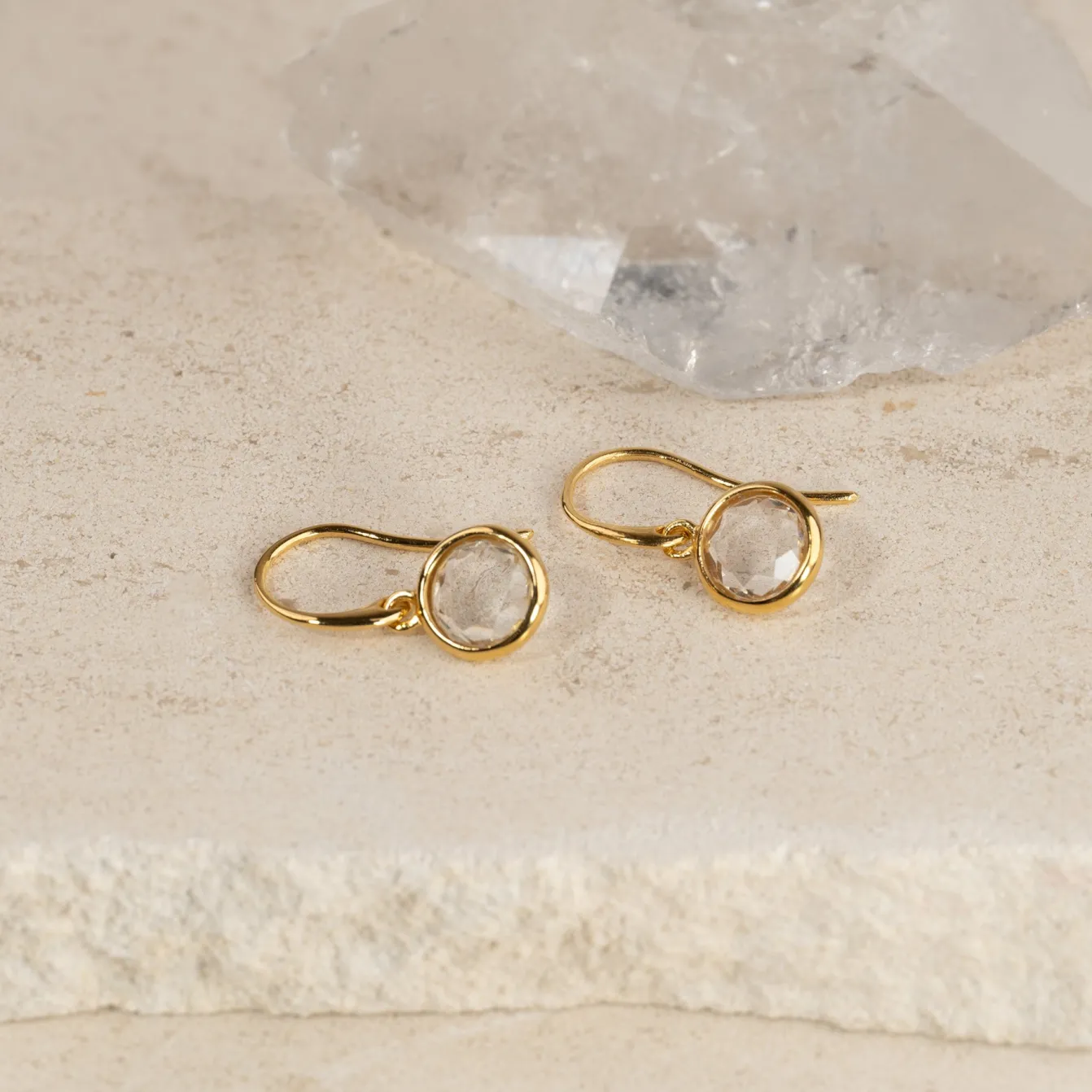 AVA WHITE TOPAZ GOLDEN EARRING - Sisi Copenhagen