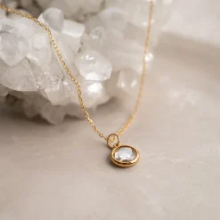 AVA WHITE TOPAZ GOLDEN PENDANT - Sisi Copenhagen