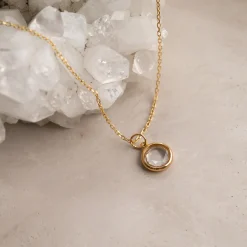 AVA WHITE TOPAZ GOLDEN PENDANT - Sisi Copenhagen