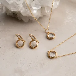 AVA WHITE TOPAZ GOLDEN PENDANT - Sisi Copenhagen