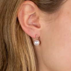 AVERY PEARL DIAMOND SOLID GOLD EARRING