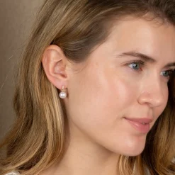 AVERY PEARL DIAMOND SOLID GOLD EARRING