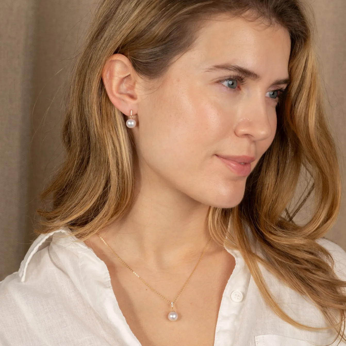 AVERY PEARL DIAMOND SOLID GOLD EARRING