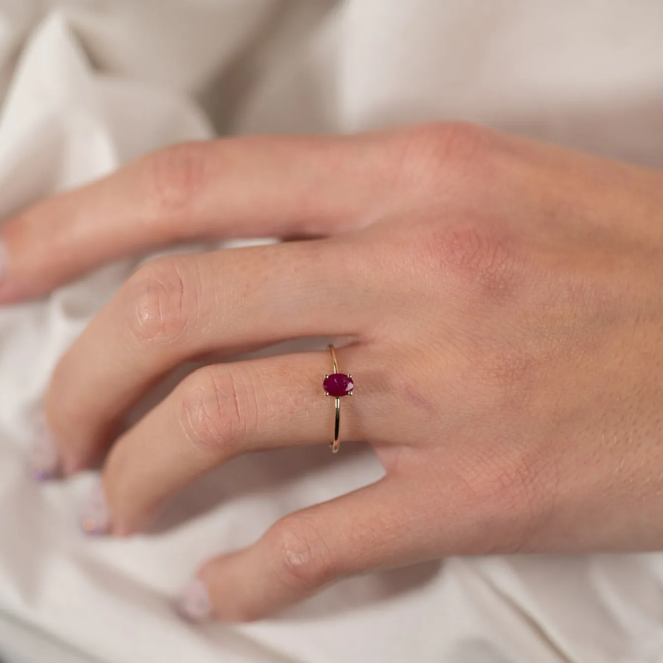 BELLA RUBY SOLID GOLD RING