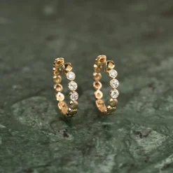 BEZEL DIAMOND CREOL EARRING - 0.2ct - YG