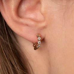 BEZEL DIAMOND CREOL EARRING - 0.2ct - YG
