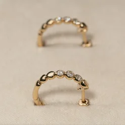 BEZEL DIAMOND CREOL EARRING - 0.2ct - YG