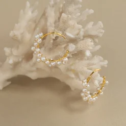 BIANCA PEARL GOLDEN CREOL EARRING
