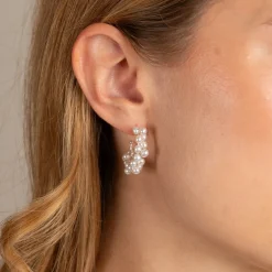 BIANCA PEARL SILVER CREOL EARRING