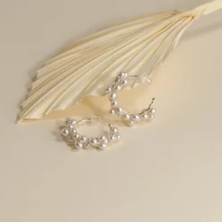 BIANCA PEARL SILVER CREOL EARRING