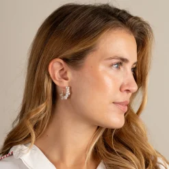 BIANCA PEARL SILVER CREOL EARRING