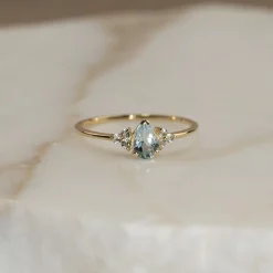 CASSANDRA BLUE TOPAZ SOLID GOLD RING