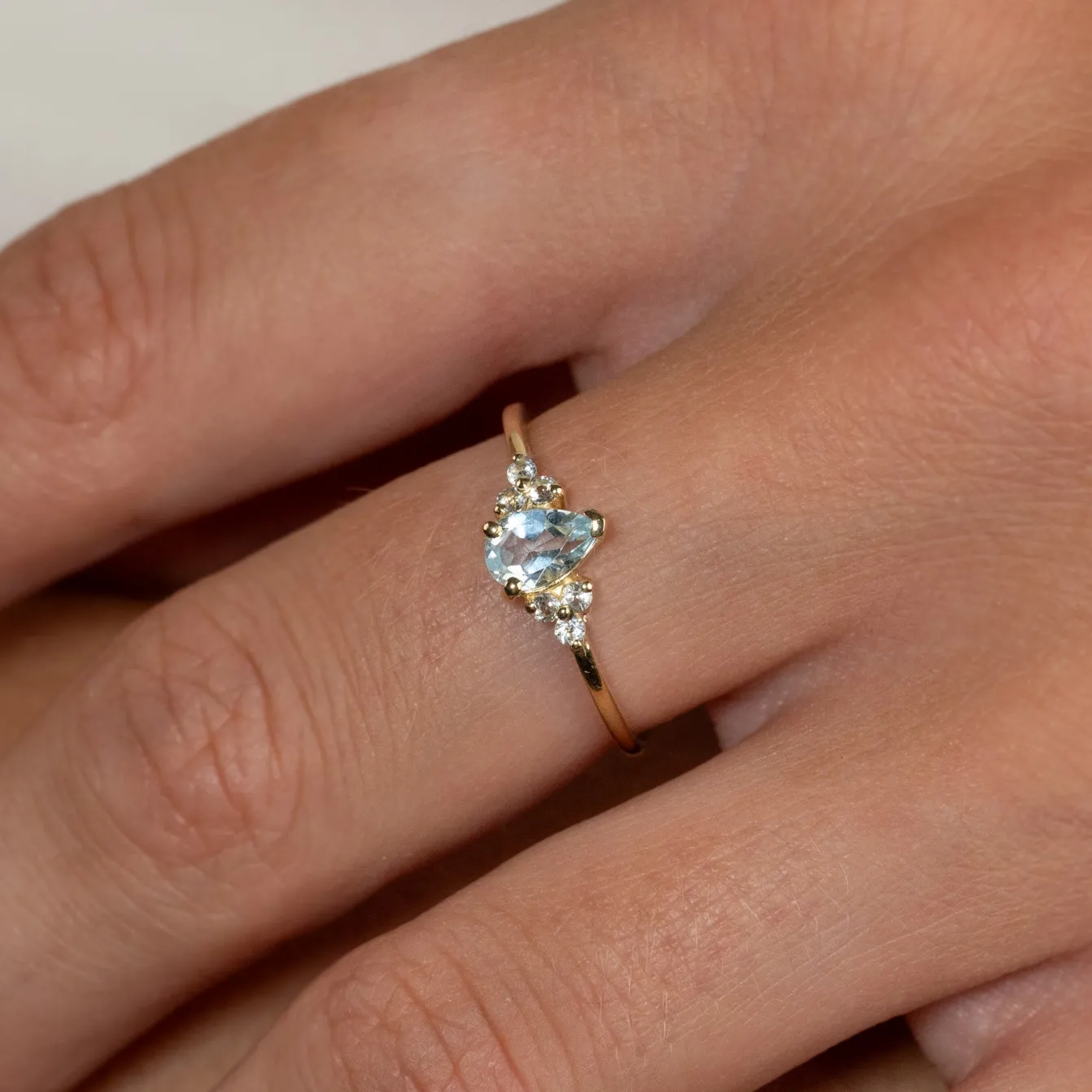 CASSANDRA BLUE TOPAZ SOLID GOLD RING