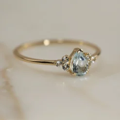 CASSANDRA BLUE TOPAZ SOLID GOLD RING