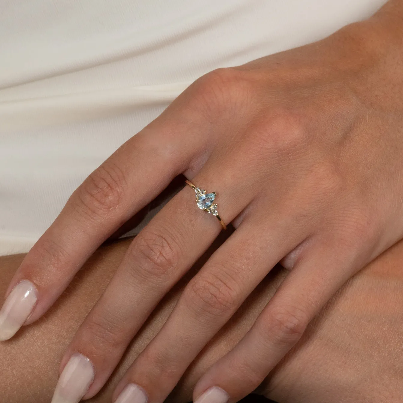 CASSANDRA BLUE TOPAZ SOLID GOLD RING